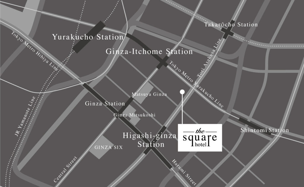 東京銀座廣場飯店 the square hotel GINZA 地圖（此照片來源為飯店官網）